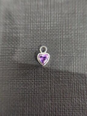 Silver heart shaped amethyst pendant